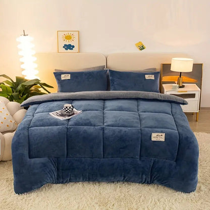 Luksuriøst Lammefløjl Dyne Blød Temperaturkontrol & Maskinvaskbar Sengetøj Tech Butik Blå 150x200cm