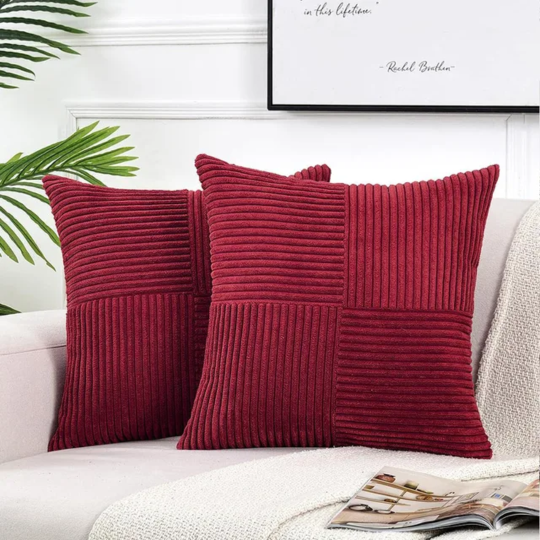 Luksuriøst Sierkussen i Pluche – Elegant Pyntepude til Sofa og Seng Puder & Betræk Tech Butik Vine rød