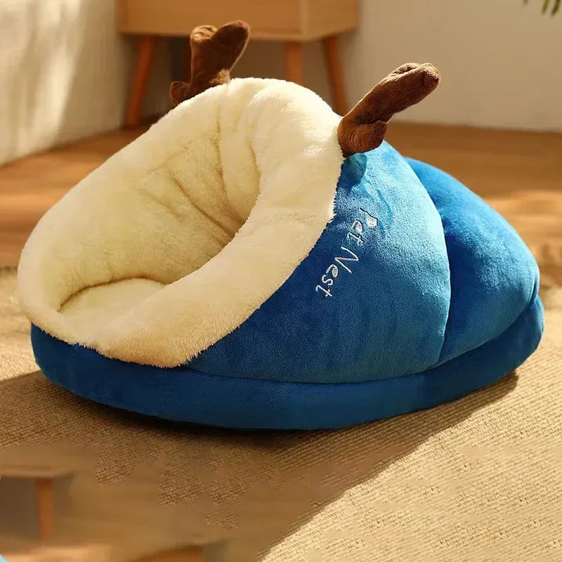 Luksus Hundeseng i Koralfleece – Ultra-blød Komfort til Dit Kæledyr Pets Tech Butik Blå 40cm x 30cm x 25 cm