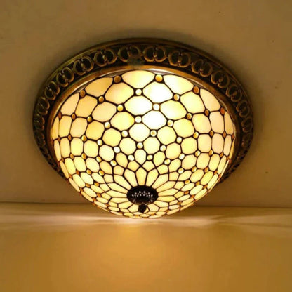 Luxury Stained Glass LED Ceiling Lamp Elegant Handcrafted Design Belysning Tech Butik Gul Længde 30cm x højde 15cm Varmt lys (3000K)