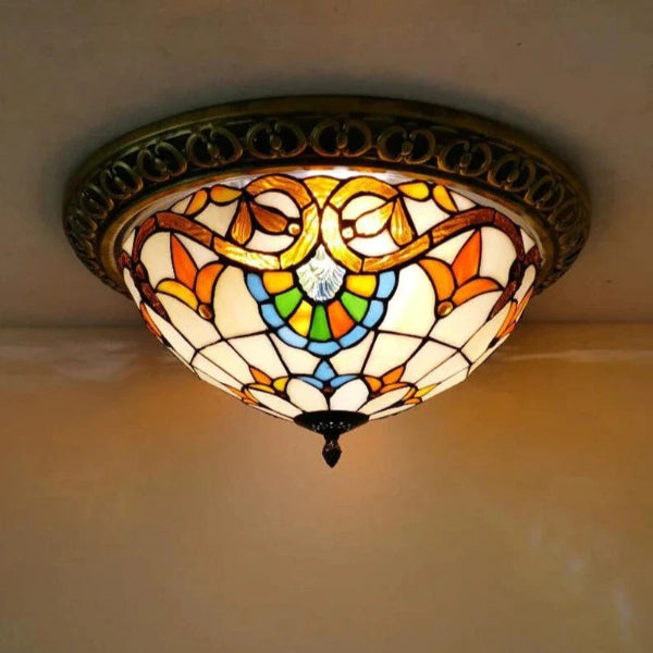 Luxury Stained Glass LED Ceiling Lamp Elegant Handcrafted Design Belysning Tech Butik Multifarvet (stil 3) Længde 30cm x højde 15cm Varmt lys (3000K)