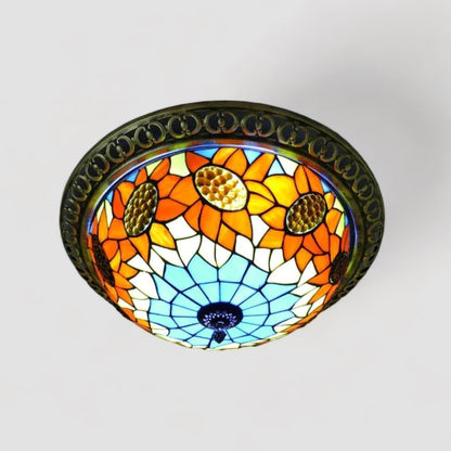 Luxury Stained Glass LED Ceiling Lamp Elegant Handcrafted Design Belysning Tech Butik Multifarvet (stil 1) Længde 40cm x højde 22cm Varmt lys (3000K)