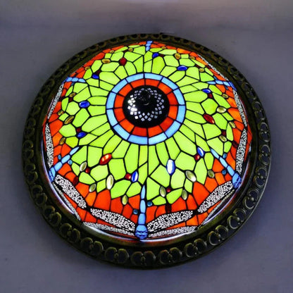 Luxury Stained Glass LED Ceiling Lamp Elegant Handcrafted Design Belysning Tech Butik Multifarvet (stil 5) Længde 30cm x højde 15cm Varmt lys (3000K)