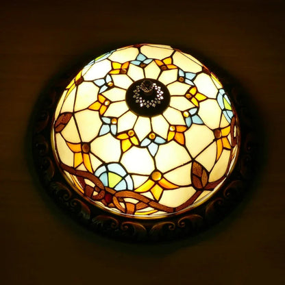 Luxury Stained Glass LED Ceiling Lamp Elegant Handcrafted Design Belysning Tech Butik Multifarvet (stil 6) Længde 30cm x højde 15cm Varmt lys (3000K)