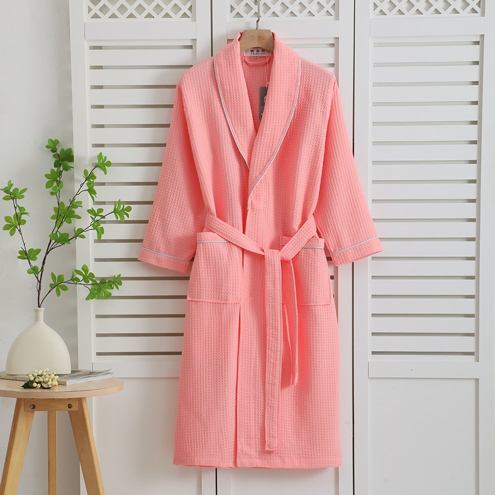 Elegant Bomuldsbadekåbe – Vaffelvævet Struktur for Ultimativ Afslapning Bathrobes Tech Butik
