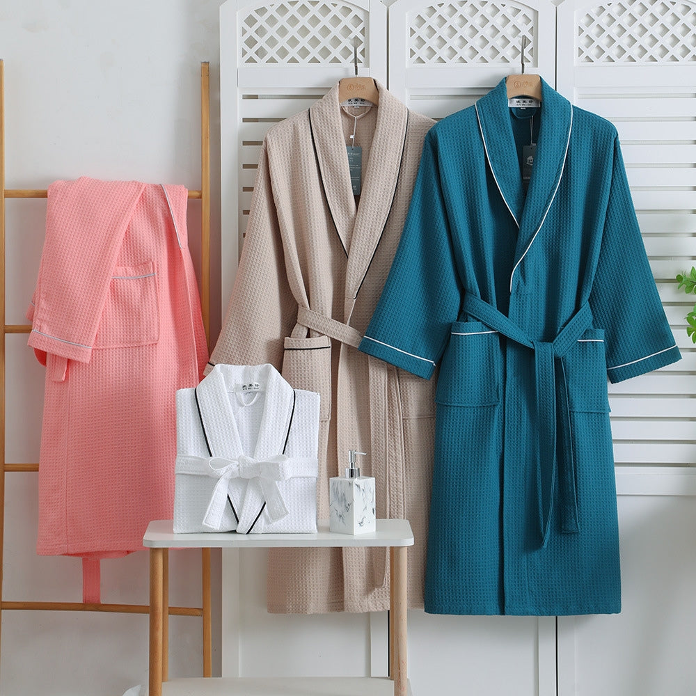 Elegant Bomuldsbadekåbe – Vaffelvævet Struktur for Ultimativ Afslapning Bathrobes Tech Butik