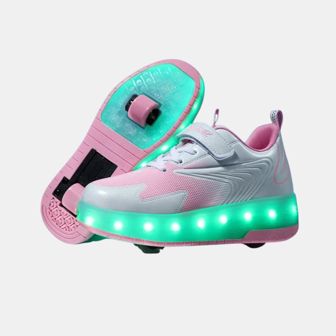 Lysende Rullesko til Børn – Gå, Rul & Skin Børnesko Tech Butik Rosa/Grå 27