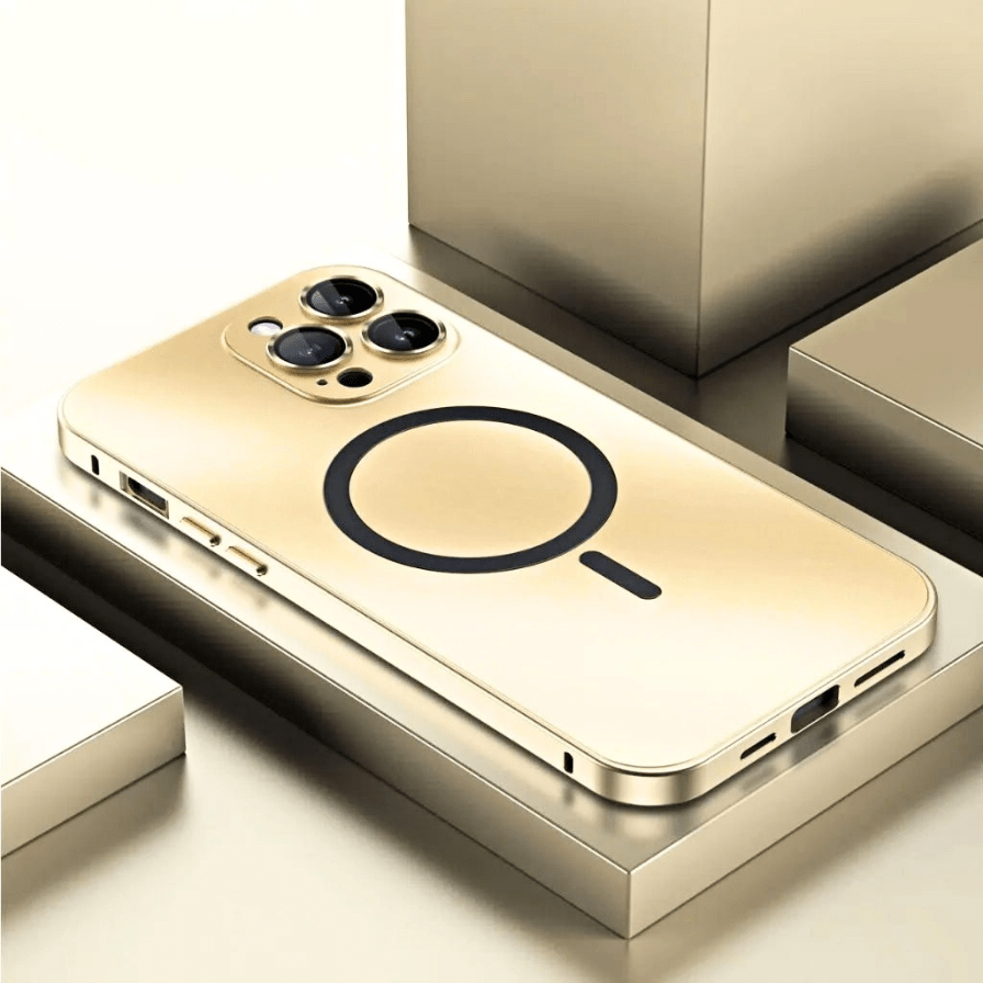 Magnetisk Metal iPhone Cover | Ekstra Stærk & Slank Beskyttelse Mobiltelefonetui og -covers Tech Butik Guld iPhone 15 Pro Max