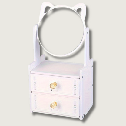 Makeup Spejl med 360° Roterende Design og Opbevaring til Bordplade Makeup Spejle Tech Butik