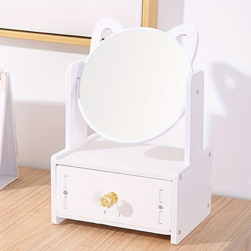 Makeup Spejl med 360° Roterende Design og Opbevaring til Bordplade Makeup Spejle Tech Butik