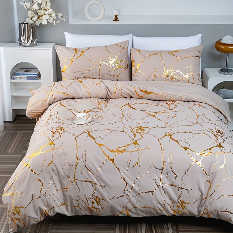 Luksus Dynebetræk med Marmorprint – Blødt, Åndbart & Elegant Sengetøj Sengetøj Tech Butik Beige 1 dynebetræk 135x200cm + 1 pudebetræk