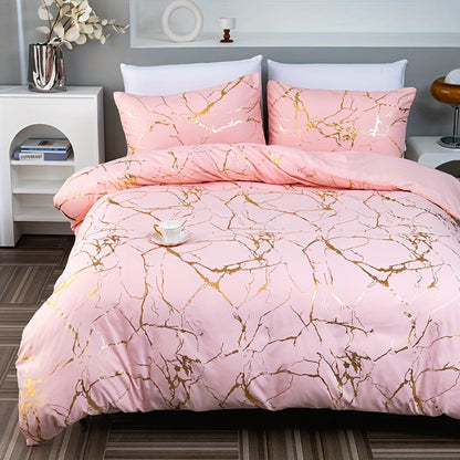 Luksus Dynebetræk med Marmorprint – Blødt, Åndbart & Elegant Sengetøj Sengetøj Tech Butik Rosa 1 dynebetræk 135x200cm + 1 pudebetræk