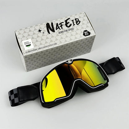 Herre Retro Motorcykelbeskyttelsesbriller – Holdbar Øjenbeskyttelse til Ryttere Protective Glasses Tech Butik Stil 3 - Rød linse