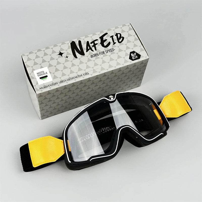 Herre Retro Motorcykelbeskyttelsesbriller – Holdbar Øjenbeskyttelse til Ryttere Protective Glasses Tech Butik Stil 3 C1 - Klar linse