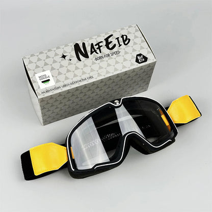 Herre Retro Motorcykelbeskyttelsesbriller – Holdbar Øjenbeskyttelse til Ryttere Protective Glasses Tech Butik Stil 3 C1 - Klar linse