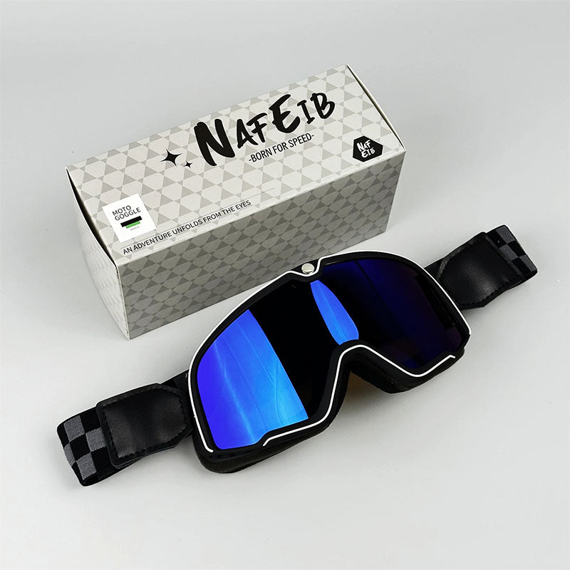 Herre Retro Motorcykelbeskyttelsesbriller – Holdbar Øjenbeskyttelse til Ryttere Protective Glasses Tech Butik Stil 3 - Blå linse