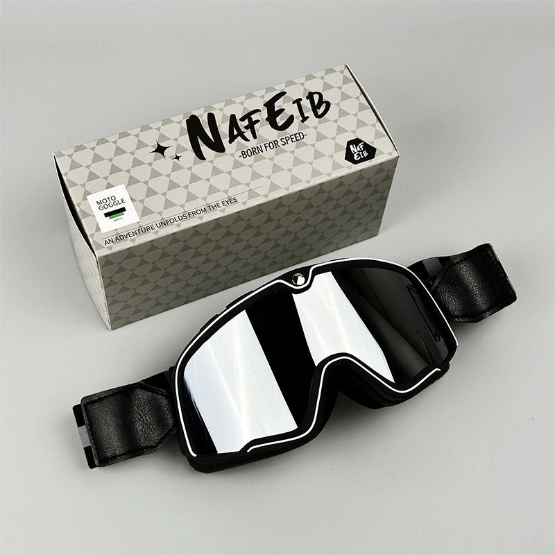 Herre Retro Motorcykelbeskyttelsesbriller – Holdbar Øjenbeskyttelse til Ryttere Protective Glasses Tech Butik Stil 3 - Sølvfarvet linse