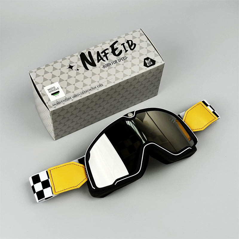 Herre Retro Motorcykelbeskyttelsesbriller – Holdbar Øjenbeskyttelse til Ryttere Protective Glasses Tech Butik Stil 1 - Sølvfarvet linse