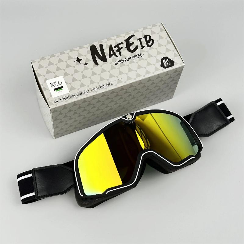 Herre Retro Motorcykelbeskyttelsesbriller – Holdbar Øjenbeskyttelse til Ryttere Protective Glasses Tech Butik Stil 2 - Rød linse