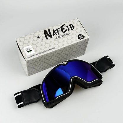 Herre Retro Motorcykelbeskyttelsesbriller – Holdbar Øjenbeskyttelse til Ryttere Protective Glasses Tech Butik Stil 2 - Blå linse