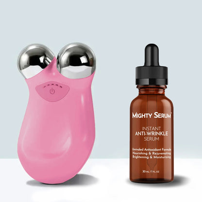 Mikrostrøms ansigtsroller – Skånsom hudtoning og foryngelse derhjemme Skin Care Tech Butik Lyserød 1 Micro Roller + 1 Serum