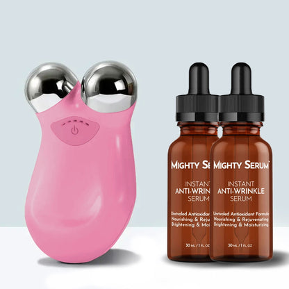 Mikrostrøms ansigtsroller – Skånsom hudtoning og foryngelse derhjemme Skin Care Tech Butik Lyserød 1 Micro Roller + 2 Serums