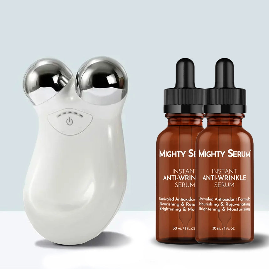Mikrostrøms ansigtsroller – Skånsom hudtoning og foryngelse derhjemme Skin Care Tech Butik Hvid 1 Micro Roller + 2 Serums