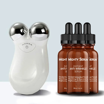 Mikrostrøms ansigtsroller – Skånsom hudtoning og foryngelse derhjemme Skin Care Tech Butik Hvid 1 Micro Roller + 3 Serums