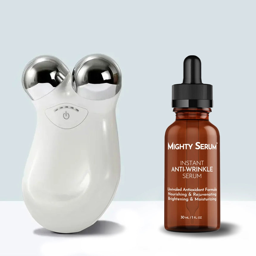 Mikrostrøms ansigtsroller – Skånsom hudtoning og foryngelse derhjemme Skin Care Tech Butik Hvid 1 Micro Roller + 1 Serum