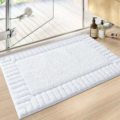 Minimalistisk Bademåtte med Striber – Blød, Skridsikker og Komfortabel Hele Dagen Bathroom Accessories Tech Butik Hvid Lille (40 x 60 cm)