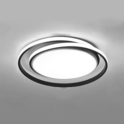 Minimalistisk LED Cirkellampe – Slank Moderne Belysning Belysning Tech Butik Sort D45cm*h5cm Hvidt lys