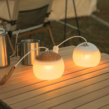 Minimalistisk LED Campinglampe Med USB-Opladning Og Variabel Lysstyrke Hængende lampe Tech Butik Træfarve – Farveskift (USB-opladning + 3 lysstyrkeniveauer)