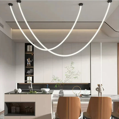 Minimalistisk LED Loftlys til Stilfulde Rum Hængelamper Tech Butik Sort base A 1m