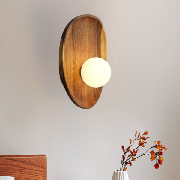 Minimalistisk Væg lampe i Træ med Blødt Diffust Lys Elegant Belysning til Stue og Soveværelse Væglamper Tech Butik B