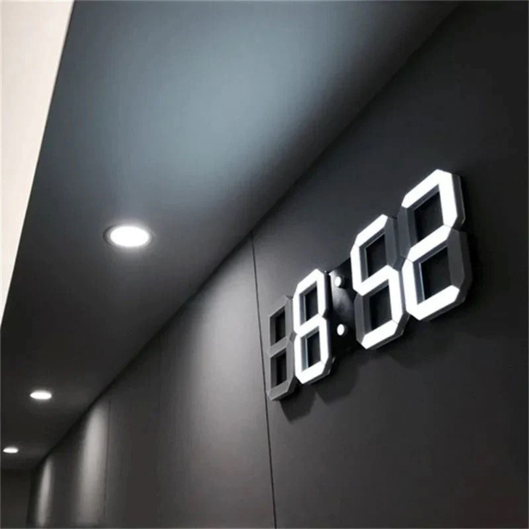 Moderne 3D LED Digital Vægur – Stilfuldt Digitalt Display til Hjem & Kontor Vægure Tech Butik Hvid