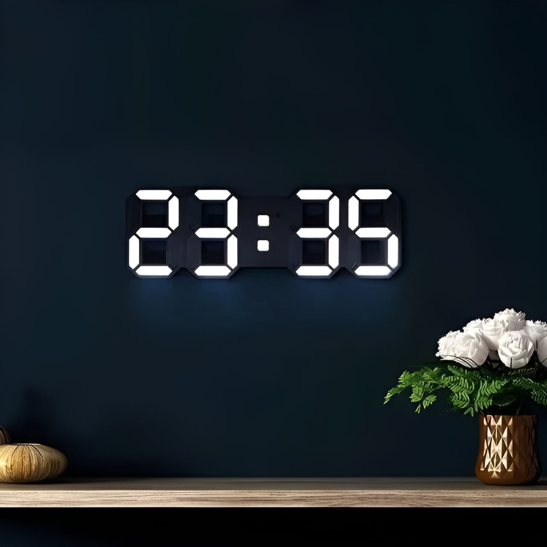 Moderne 3D LED Digital Vægur – Stilfuldt Digitalt Display til Hjem & Kontor Vægure Tech Butik Sort