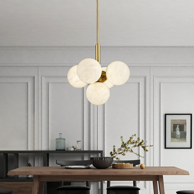 Moderne Alabaster Køkkenø Pendellampe Hængende lampe Tech Butik 3 Bolde Hvid & Guld