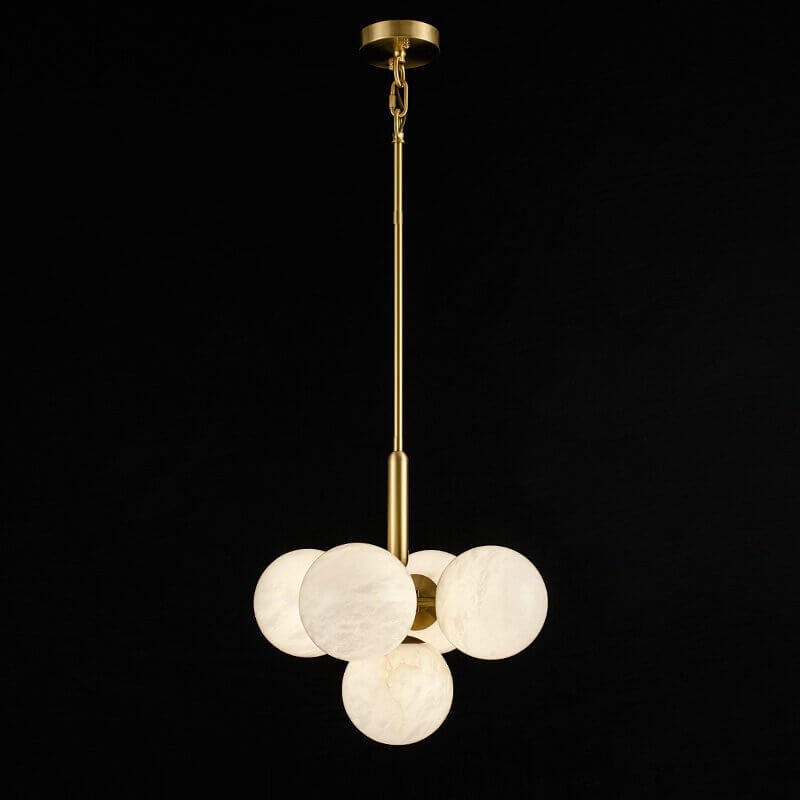 Moderne Alabaster Køkkenø Pendellampe Hængende lampe Tech Butik 5 Bolde Hvid & Guld