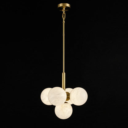 Moderne Alabaster Køkkenø Pendellampe Hængende lampe Tech Butik 5 Bolde Hvid & Guld