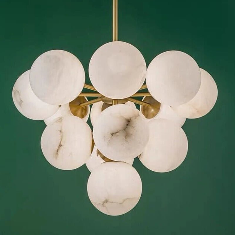 Moderne Alabaster Køkkenø Pendellampe Hængende lampe Tech Butik 13 Bolde Hvid & Guld