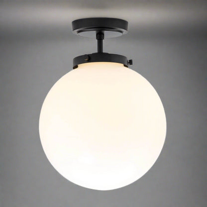 Moderne Badeværelseslampe med Opal Glasbold – Elegant Loftlampe til Bad Loftlampe Tech Butik Sort