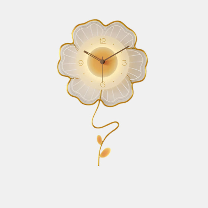 Moderne Blomstervægur med Støjsvag Bevægelse Ure Tech Butik Gul urskive 38 cm x 60 cm