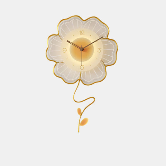 Moderne Blomstervægur med Støjsvag Bevægelse Ure Tech Butik Gul urskive 38 cm x 60 cm