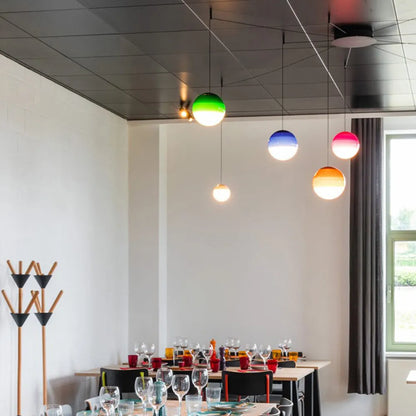 Moderne Farverig Glas Pendel Loftlampe til Hjemmet Hængelamper Tech Butik
