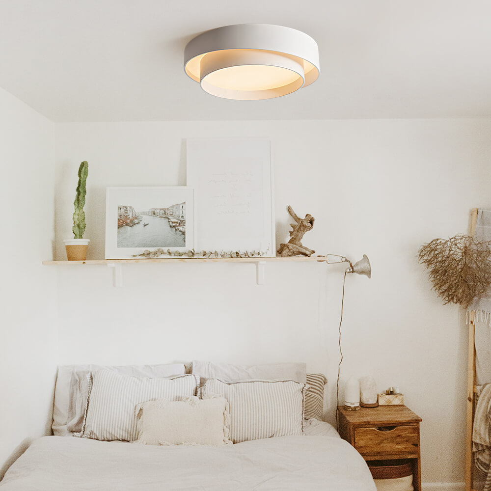 Moderne Flush Mount Loftlys med Koncentriske Ringe – LED Belysning til Stue Loftlamper Tech Butik