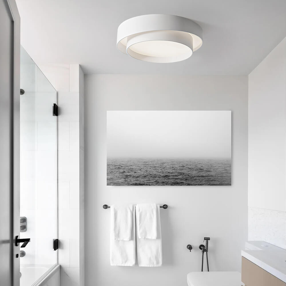 Moderne Flush Mount Loftlys med Koncentriske Ringe – LED Belysning til Stue Loftlamper Tech Butik Kold Hvid Hvid