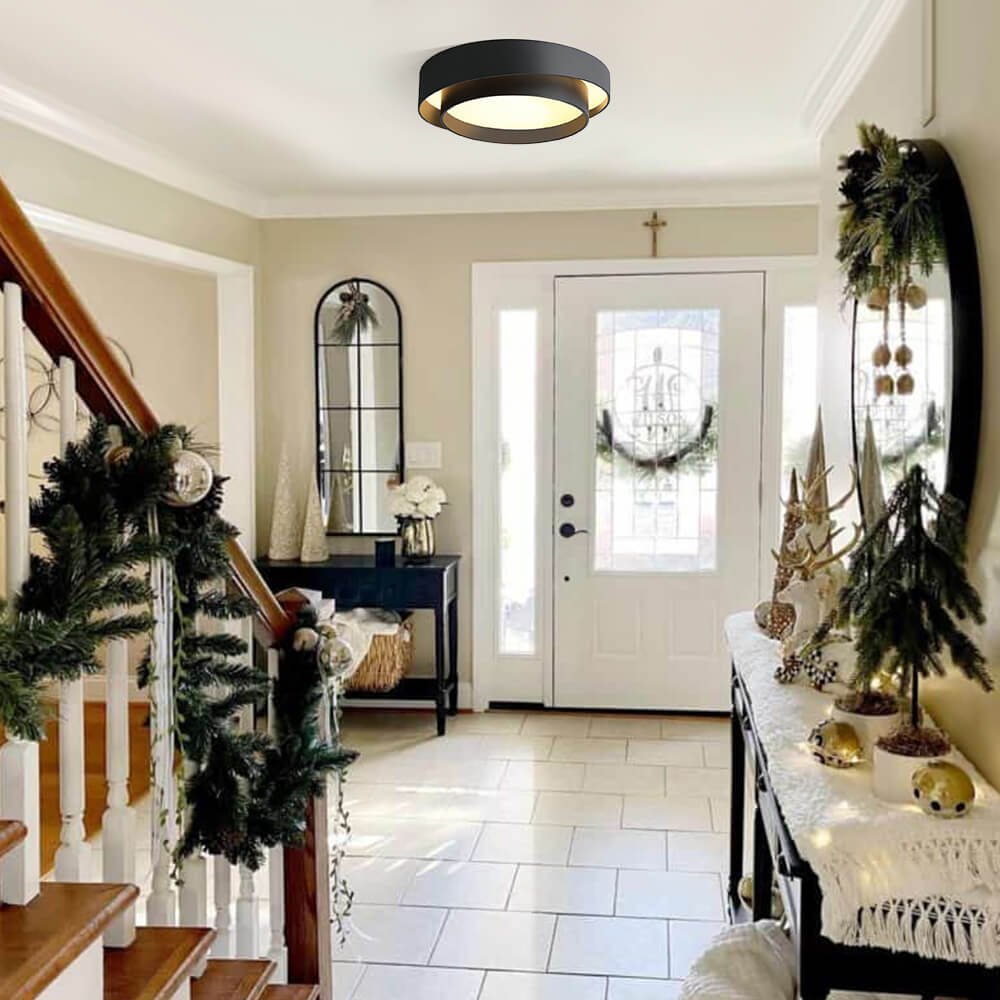 Moderne Flush Mount Loftlys med Koncentriske Ringe – LED Belysning til Stue Loftlamper Tech Butik