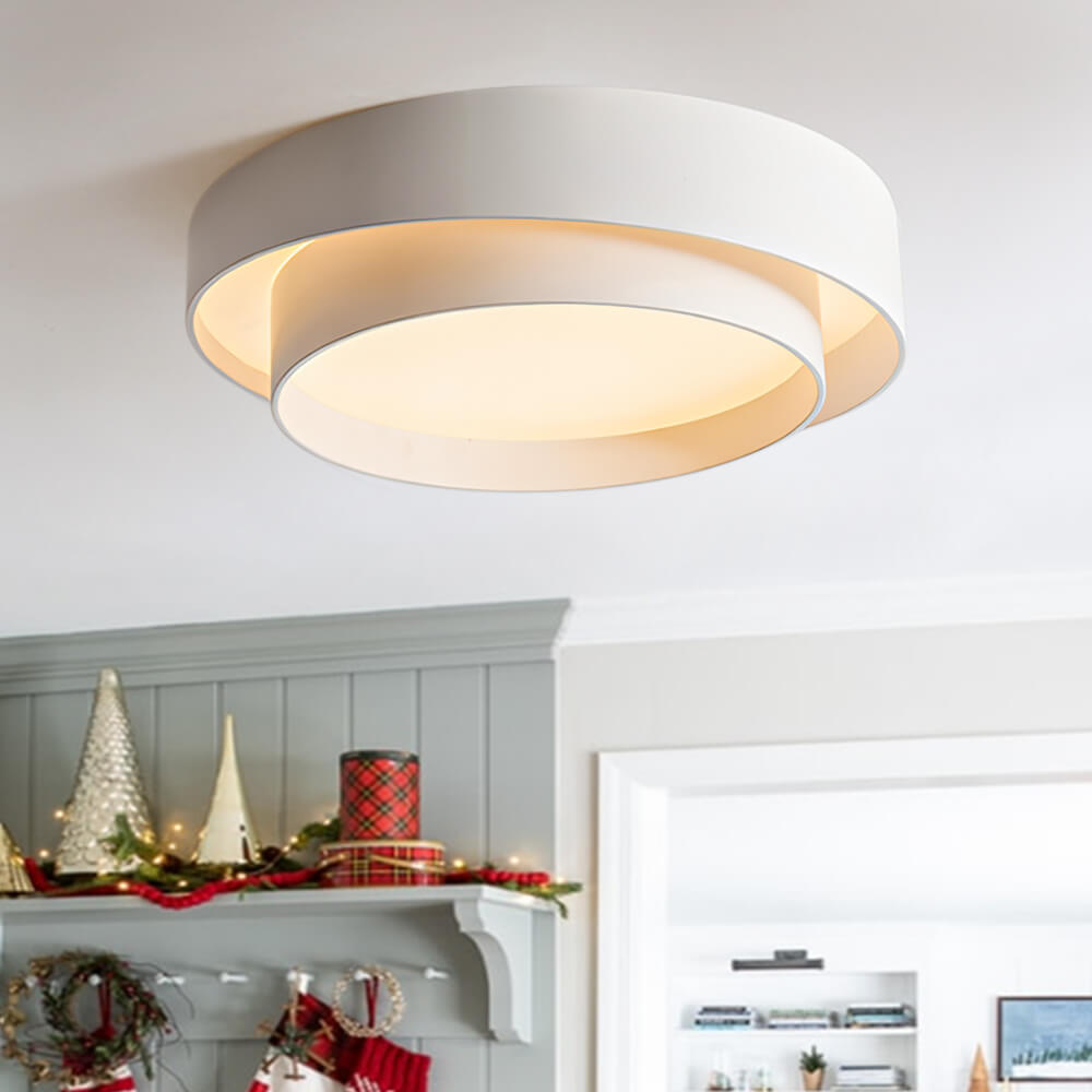 Moderne Flush Mount Loftlys med Koncentriske Ringe – LED Belysning til Stue Loftlamper Tech Butik