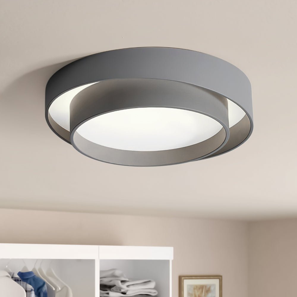 Moderne Flush Mount Loftlys med Koncentriske Ringe – LED Belysning til Stue Loftlamper Tech Butik Kold Hvid Grå