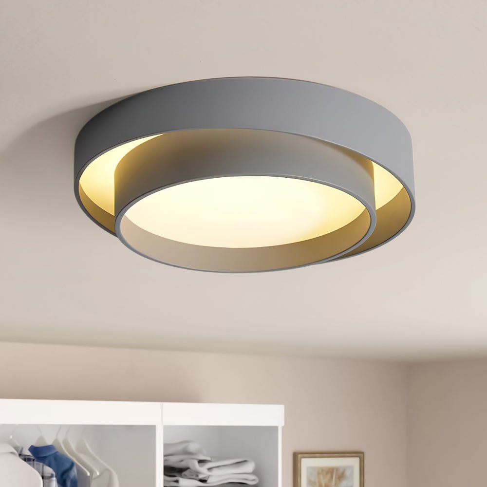 Moderne Flush Mount Loftlys med Koncentriske Ringe – LED Belysning til Stue Loftlamper Tech Butik Varm Hvid Grå